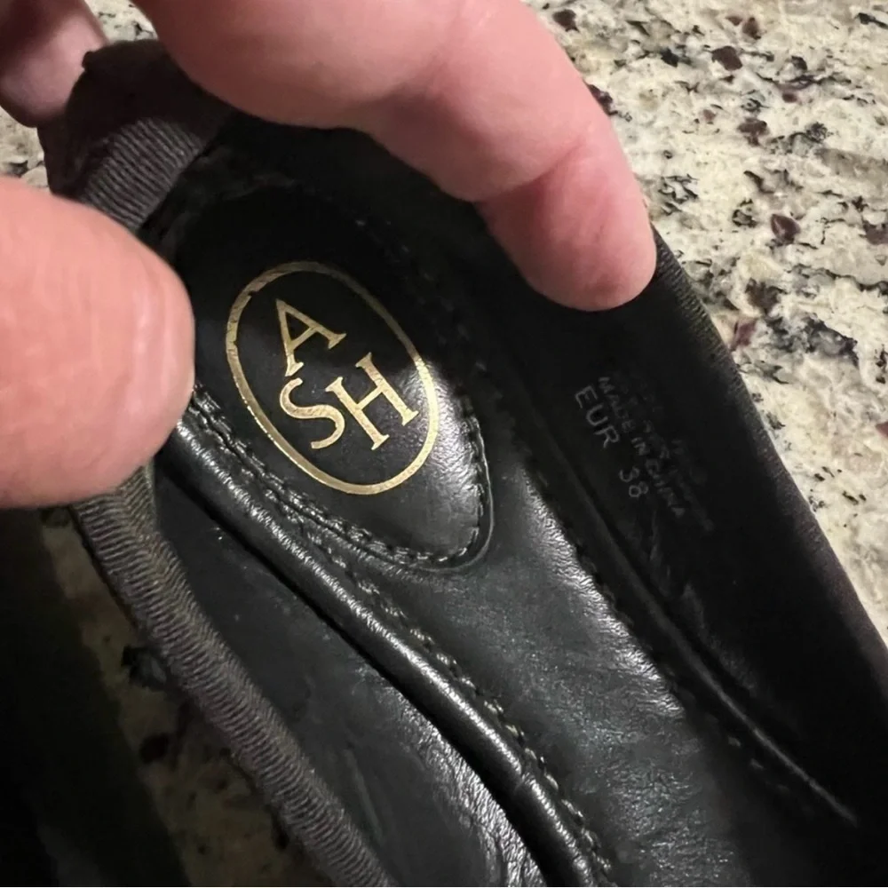 ASH Olive Joe Bis Bow Ballet Flats With Stud Skull 38 Olive Green Grunge
